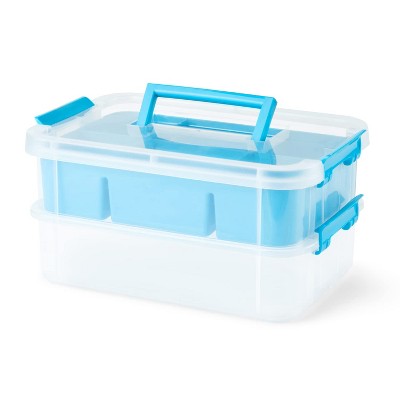 Bins & Things Storage Container with Organizers - 8 Compartments Blue