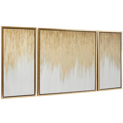 Set Of 3 Canvas Geode Ombre Framed Wall Arts With Gold Frame - Olivia ...