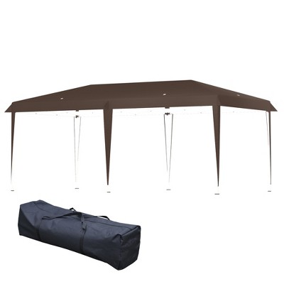 Outsunny 19' x 10' Heavy Duty Pop Up Canopy with Sturdy Frame, UV Fighting Roof, Carry Bag for Patio Backyard Beach Garden