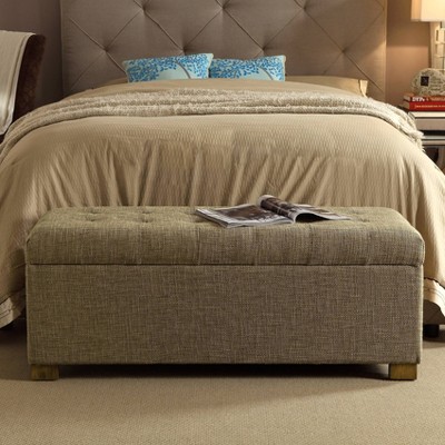 Large Tufted Storage Bench Brown - HomePop