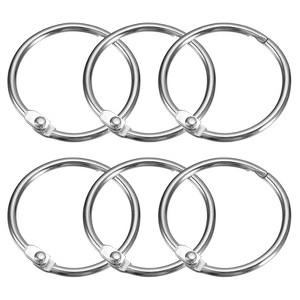 Unique Bargains Carbon Steel Loose Leaf Binder Snap Shower Curtain Rings 6 Pcs - 1 of 4