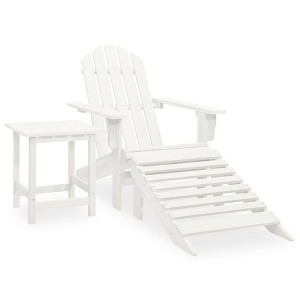 vidaXL Patio Adirondack Chair with Ottoman&Table Solid Fir Wood White - 1 of 4