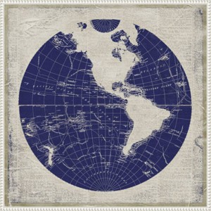 30"x30" Blueprint Map I by Elizabeth Medley: Hand-Stretched, Modern Decor - Amanti Art - 1 of 4