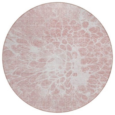 Pink Blush And Ivory Abstract Washable Indoor Outdoor Area Rug
