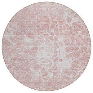 Pink Blush And Ivory Abstract Washable Indoor Outdoor Area Rug - 1 of 4