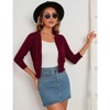 Coolmee Women's 3/4 Sleeve Cropped Cardigan Knit Sweaters Lightweight Open Front Shrug Bolero - 4 of 4