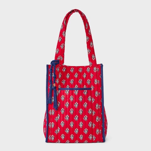 Сумки Universal Thread Floral Print Quilted Tote Bag with Tassel - Universal Thread™ Red