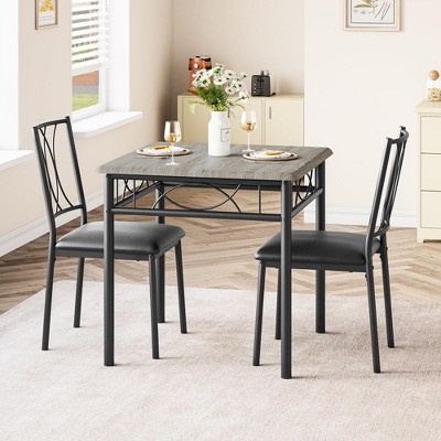 3 Piece Kitchen Table Set, Dining Table and Chairs for 2