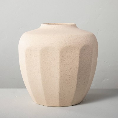 10" Large Faceted Ceramic Vase Tan - Hearth & Hand™ with Magnolia