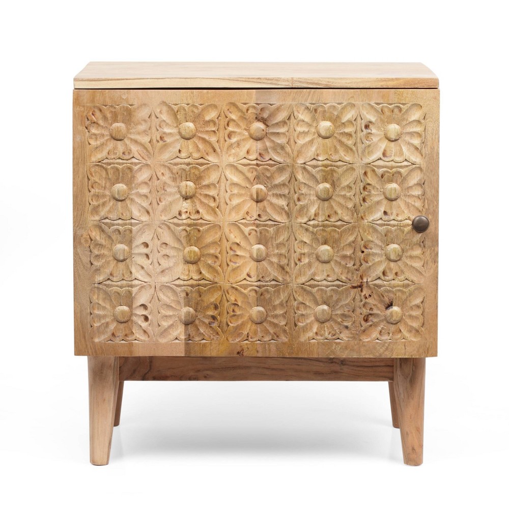 Photos - Storage Сabinet Cooney Boho Handcrafted Acacia Wood Nightstand Natural - Christopher Knigh