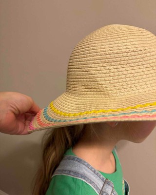 Toddler Girls' Straw Daisy Trim Floppy Hat - Cat & Jack™ Tan 2t-5t : Target