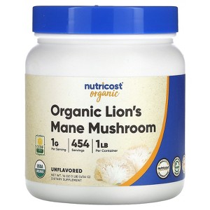 Nutricost Organic Lion's Mane Mushroom, Unflavored, 1 lb (454 g) - 1 of 2