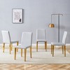 FURNIinspire Dining Chairs Set of 4 PU dining chairs for Dining room, Golden Metal Legs versatile dining chairs, Gray, 16"*19"*35" - 2 of 4