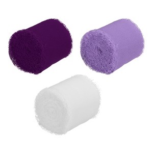 Unique Bargains Handmade Fringe DIY Decor Wedding Gift Wrapping Chiffon Ribbon 3 Rolls - 1 of 4