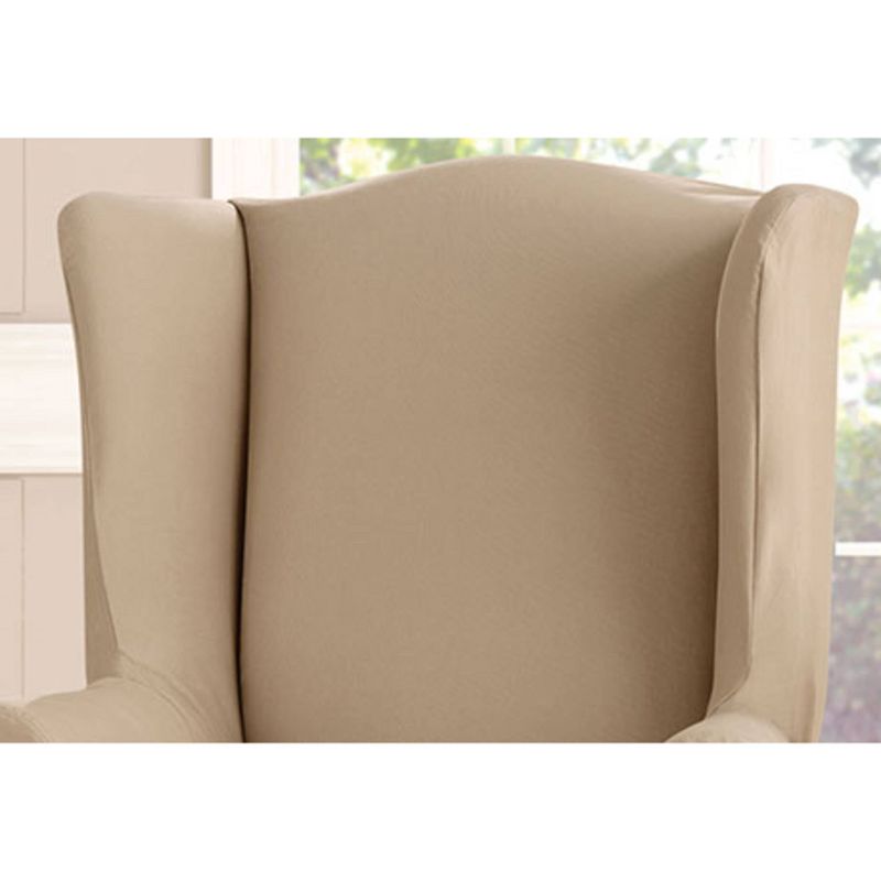 Heavy Weight Cotton Canvas Wing Chair Slipcover Khaki - Sure Fit, 3 of 5