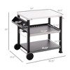 Three-Shelf Outdoor Grill Cart with Stainless Steel Tabletop, Side Handle,Pizza Oven Stand, Movable Food Prep Table on Wheels, Black - 3 of 4