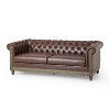Retro Upholstered 3 Seater Leather Couch Rolled Arm for Living Room Bedroom Office - 3 of 4
