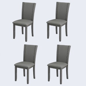 Sapphtopaz Modern Dining Chairs Set of 4 with High Backrest PU Upholstered Dining Room Chair with Wood Legs Kitchen Chair for Kitchen,Dining Room - 1 of 4