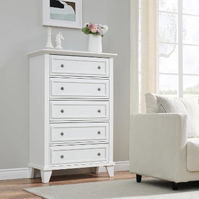 5 Drawer Dresser for Bedroom, 48" Tall Wood Dresser&Chests of Drawers with Deep Drawers, Modern Chest Organizer with Metal Handles