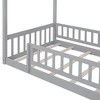 Kumasinova Solid Wood Twin/Full Bed Frame with Roof,Playhouse Style Floor Bed with Safety Rails,Twin/Full Size Bed Frame for Kids,Teens,Girls,Boys - 3 of 4