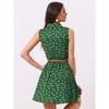 INSPIRE CHIC Women's Floral Sleeveless Half Placket Mini Belted Summer Dress - 4 of 4