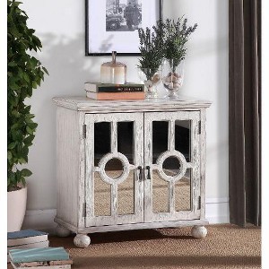 PAGED Classic Storage Cabinet, Modern Pantry Cabinet, Mirrored Glass Accent Cabinet with Turned Legs, Wooden Sideboard Buffet Cabinet with Storage - 1 of 4