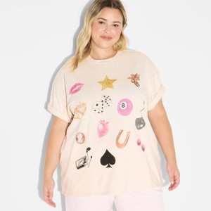 Women's Loose Fit Short Sleeve Crewneck Oversized Graphic T-Shirt - Wild Fable™ - 1 of 3