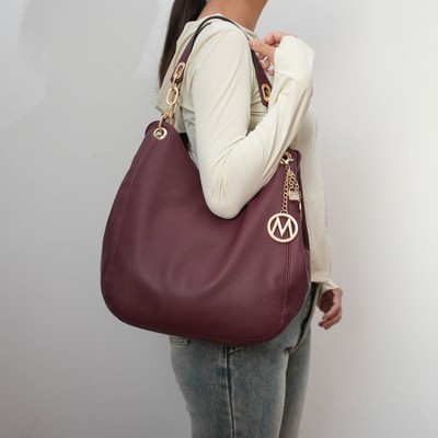 MKF Collection Hobo Bag for Women – Ashley Vegan Leather Shoulder Handbag with Wristlet, 2-Piece Set – MKF Collection by Mia K – Chocolate — фото 2
