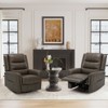 Oversized Leather Recliner Chair,360°Swivel Rocking Manual Recliner with Thick Cushioned Padding Backrest and Wide Seat（Lightbrown） - 3 of 4