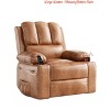 Large Leather Manual Recliner Chair w/Comfortable Arms and Built-in Cup Holders, Spacious 21.2 Inch Seat Width - 2 of 4