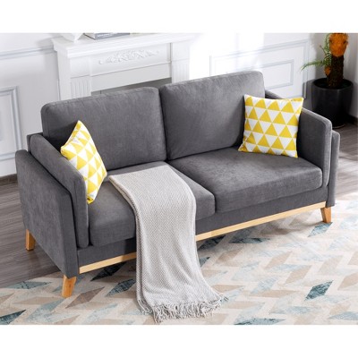 DOMETOUR 72.4" Morden Sofa with 2 Pillows, Classic Style Loveseat for Living Room Bedroom