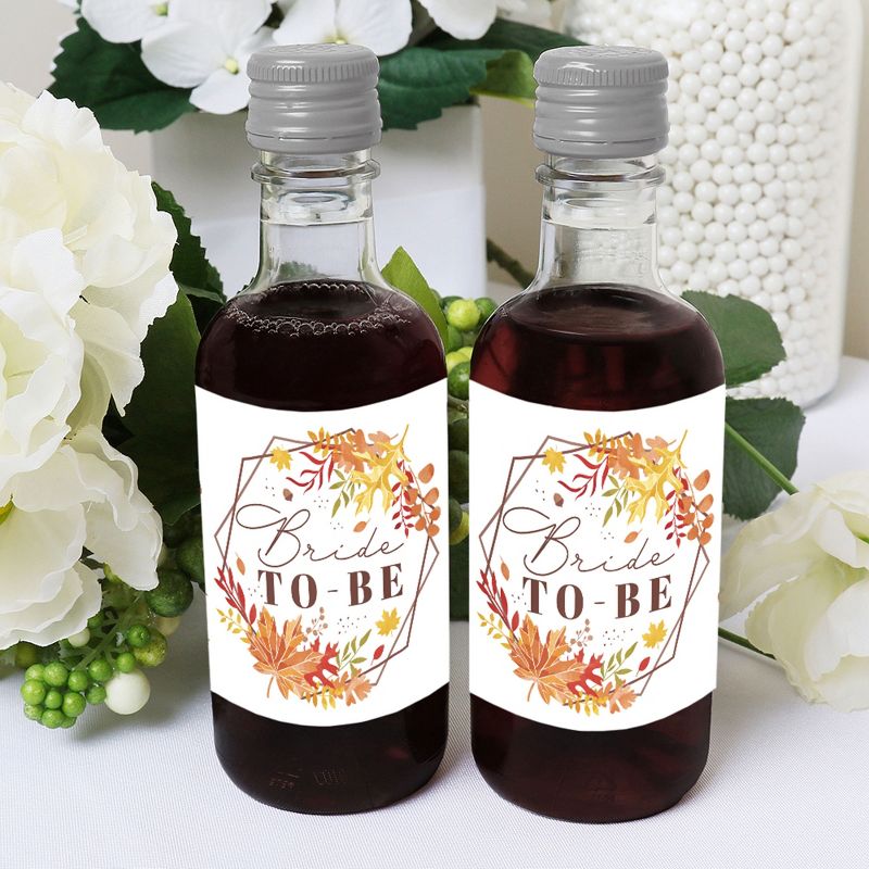 Big Dot of Happiness Fall Foliage Bride - Mini Wine and Champagne Bottle Label Stickers - Bridal Shower and Wedding Party Favor Gift - Set of 16, 5 of 8