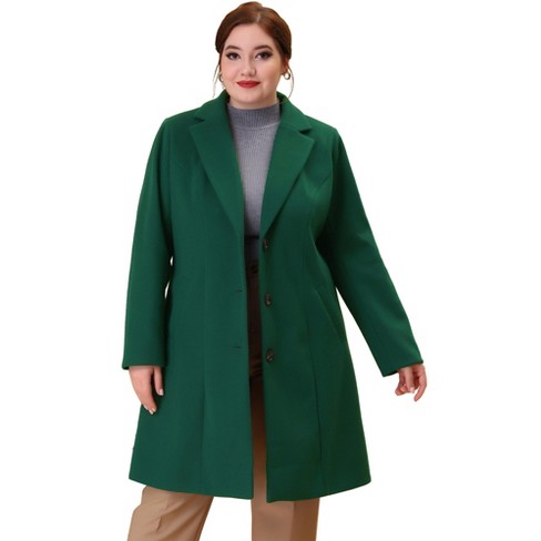 Agnes Orinda Women's Plus Size Notched Lapel Single Breasted Winter Long  Pea Coat Dark Blue 1X