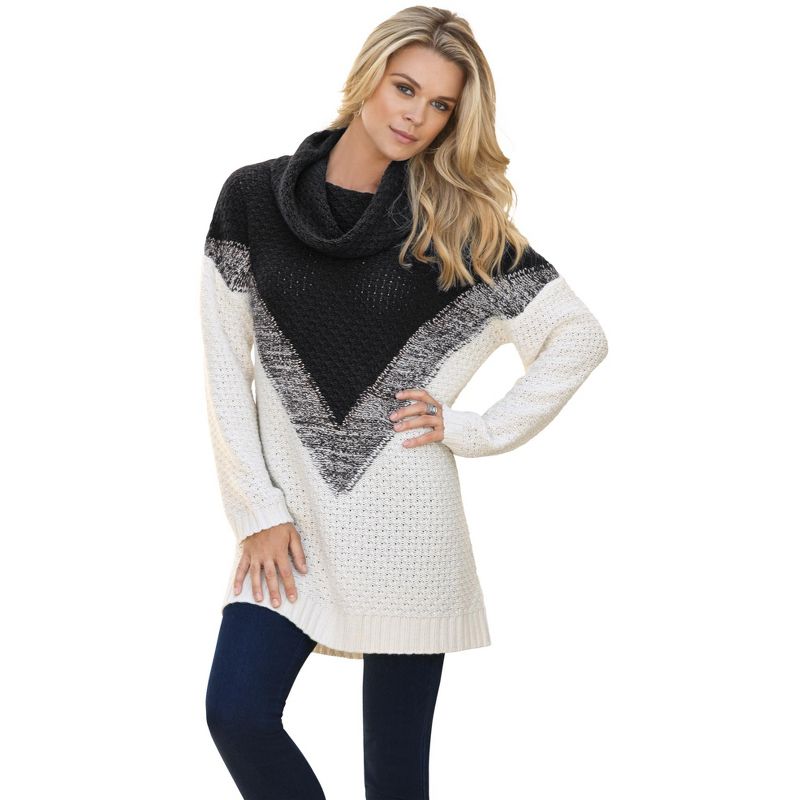 Roaman's Women's Plus Size Ombre Pattern Sweater, 1 of 2