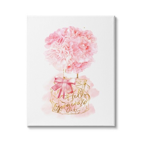 Stupell Industries Hello Gorgeous Pink Carnation Gallery Wrapped Canvas  Wall Art, 16 x 20