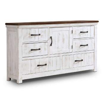 Willow Rustic 6 Drawer Dresser Distressed White/Walnut - HOMES: Inside + Out