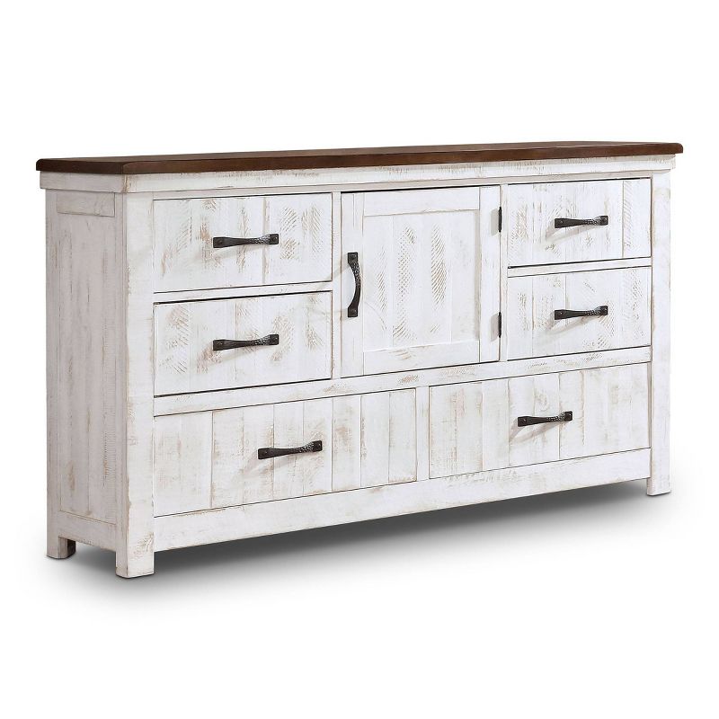 Willow Rustic 6 Drawer Dresser Distressed White/Walnut - HOMES: Inside + Out, 1 of 6