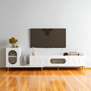 Modern Wood Extendable TV Stand for 80–89 Inch TVs, Rectangular Media Console with Adjustable Storage for Living Room or Bedroom - 1 of 4