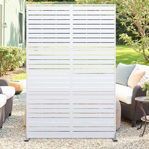 72" H x 47" W Metal Privacy Screen, Freestanding Outdoor Decorative Wall Panel with Stand for Patio, Garden, Balcony & Indoor - 1 of 4