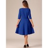 INSPIRE CHIC Women's Boat Neck Half Sleeves Midi Flared Office Dresses - 3 of 4