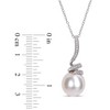 EVERLY JEWELRY | Sterling Silver 11-12mm Cultured Freshwater Pearl and Diamond Accent Swirl Drop Pendant with Chain, 18" - 3 of 4
