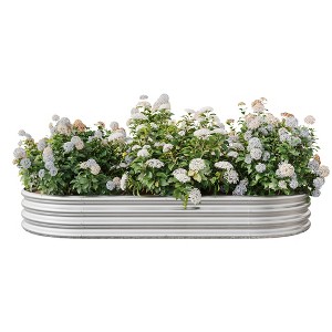 Lirago Oval Metal Raised Garden Bed 88.99"L x 44.68"W x 11.42"H, Galvanized Steel Planter Box for Vegetables, Flowers & Plants Silver - 1 of 4