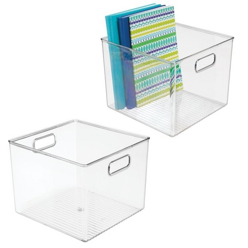 mDesign Plastic Storage Bin with Handles for Office, 10 Long