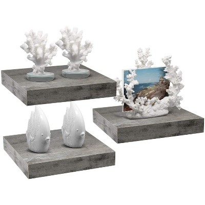 Set of 3 (9") Sorbus Square Floating Shelves with Invisible Mounting Brackets for Living Room Decor, Bedroom, Bathroom Decor, Home & Kitchen