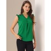 INSPIRE CHIC Women's Ruffled Sleeveless Work Business Vintage Blouses - 2 of 4
