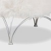 Celia Faux Fur Upholstered Silver Metal Ottoman White/Silver - Baxton Studio - 4 of 4