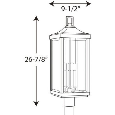 Gibbes Street Black 3-Light Post Lantern with Clear Glass