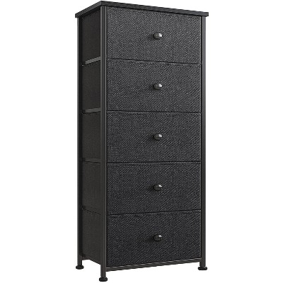 5 Drawer Dresser - Hausource™: Glossy Finish, Metal Frame, Modern Style