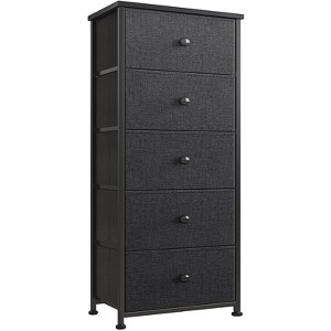 5 Drawer Dresser - Hausource™: Glossy Finish, Metal Frame, Modern Style - 1 of 4