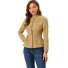 INSPIRE CHIC Women's Peplum Collarless Round Neck Button Down Cropped Ruffle Hem Denim Jackets - 3 of 4
